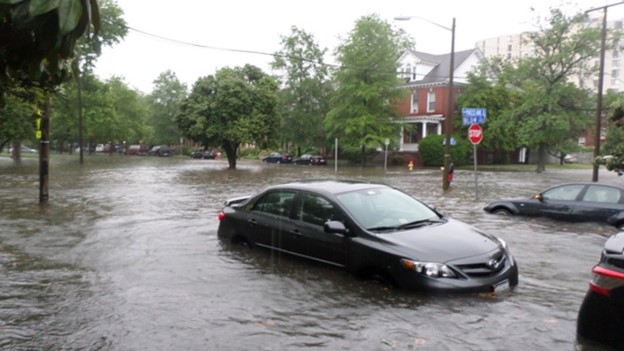 Car half submerged in Norfolk, VA