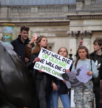 Students protesting climate change at Columbia University